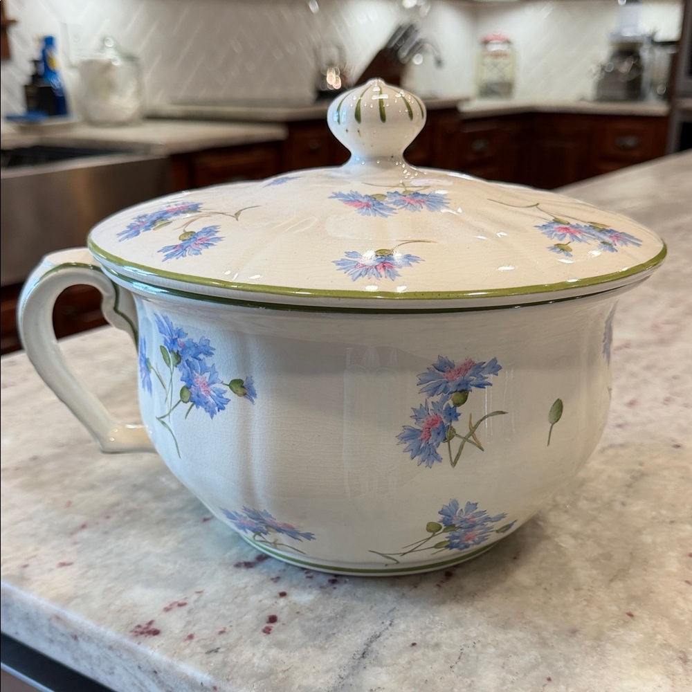 Minton’s Worthing England Antique Floral Chamberpot with Lid